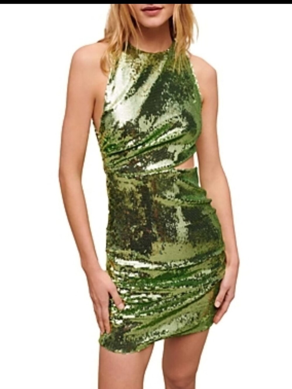maje Sequin Mini Cut Out Dress Green Size  36/ 2-4 Small NEW NWOT